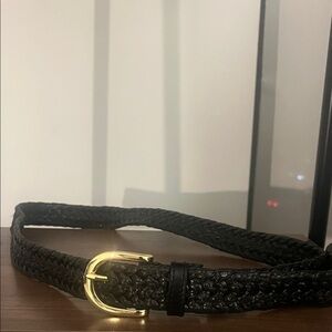 J. Crew Black Braided Belt with Gold Buckle